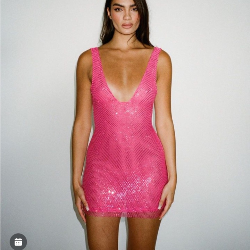 SLA the Label Gigi Diamanté Pink Sequin Mini Dress